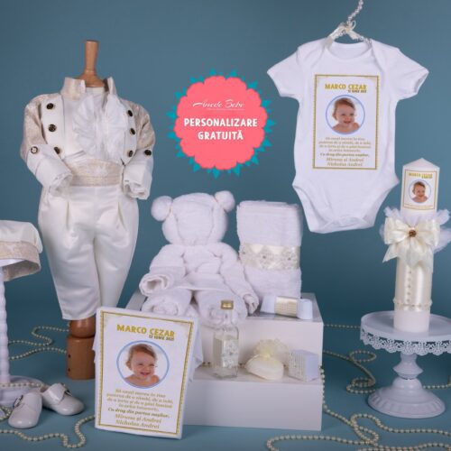 Trusou Botez Baiat Fabrizio 16 Piese Alb-Gold • Amede Bebe Ltd.