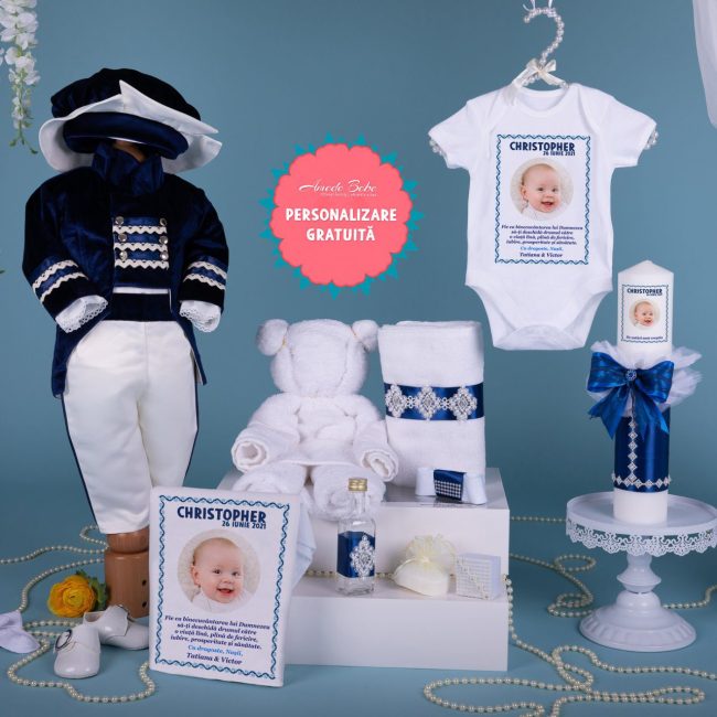 Trusou Botez Baiat Redingotă Bleumarin • Amede Bebe Ltd.