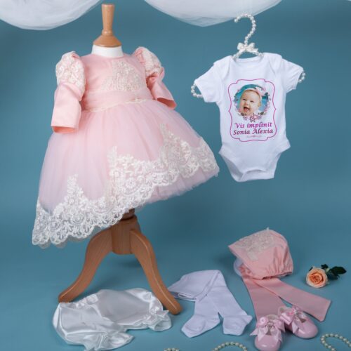 Rochiță Botez Caroline Culoare Roz - Amede Bebe Ltd.