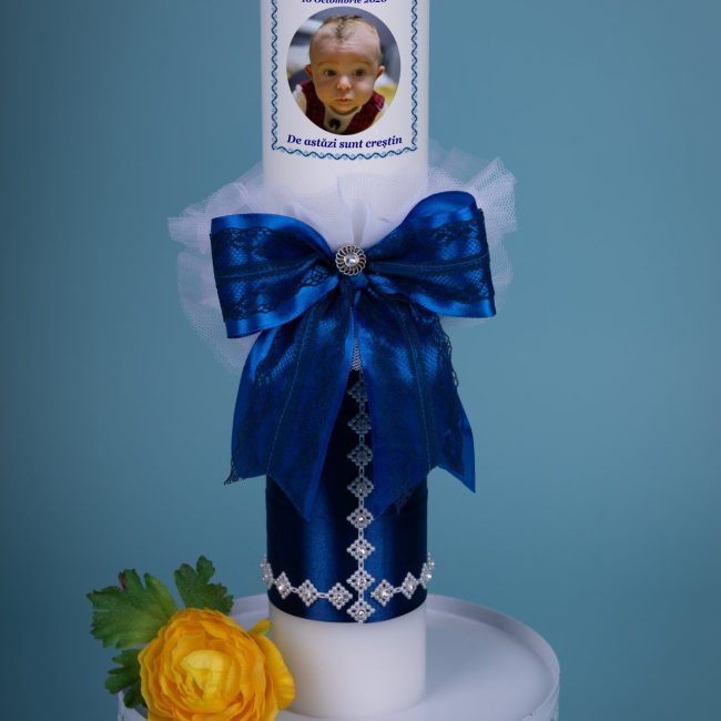 Lumânare Botez Baiat Bleumarin Regal - Personalizată Lumânare Botez Baiat Bleumarin Regal - Personalizată