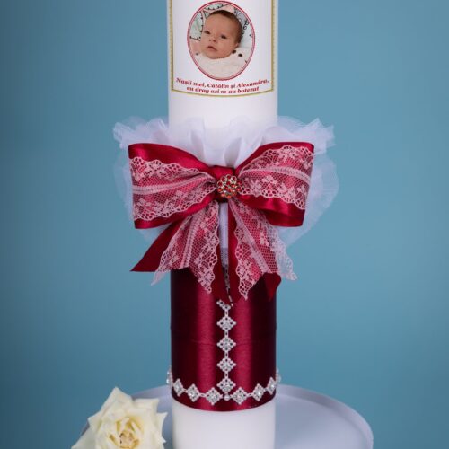 Lumânare Botez Unisex Burgundy - AmedeBebe.UK