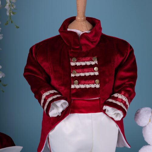 Costumaș Botez Baiat Redingotă Burgundy - Amede Bebe Ltd.