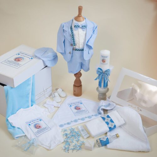 SET TRUSOU BOTEZ BAIAT BLEU JULES 0-12 luni "Deluxe" 19 piese