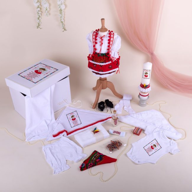 Set Botez Fata Mica Româncuță DeLuxe 19 Piese • Amede Bebe Ltd.