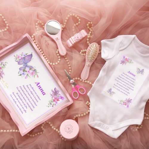 Set Tavita pentru Taiere Mot Roz - Personalizare Fluturas + Body