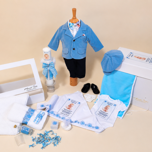 SET TRUSOU BOTEZ BAIAT BLEU RALPH 0-24 luni "Deluxe" 20 piese