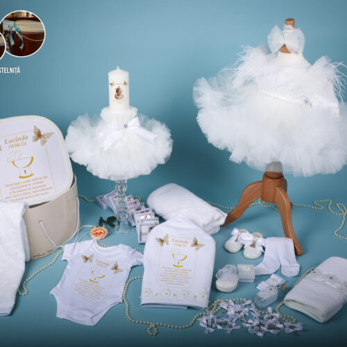 Anne - Set trusou botez fată alb 0-24 luni Premium - 28 piese