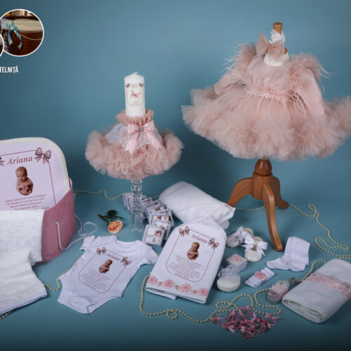 Anne Roz – Set Trusou Botez Fetiță Roz 0-24 luni Premium – 28 Piese