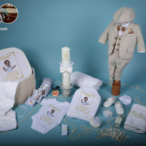 Teodor Crem – Set Trusou Botez Băiat 0-24 luni Premium – 31 piese