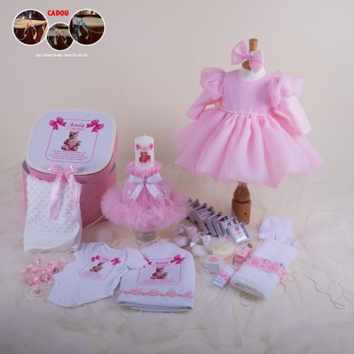 Bella Roz Barbie - Set trusou botez fată roz 0-24 luni Premium – 28 piese