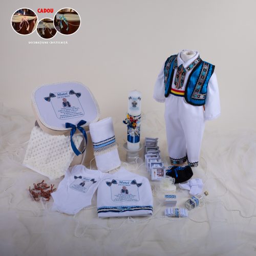 Matei – Set trusou tradițional modern românesc botez băiat 0-24 luni Premium – 28 piese