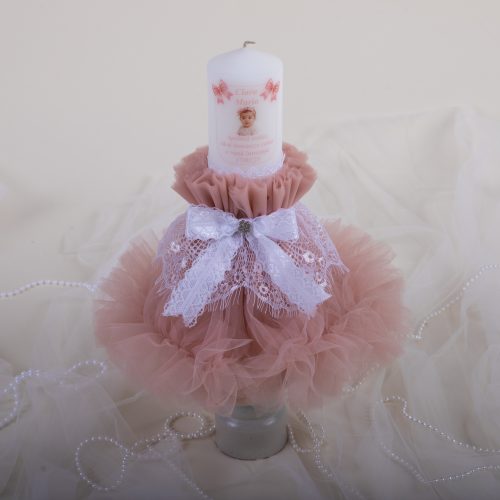 Lumânare Botez Fată Julieta Roz Premium