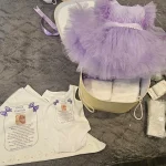 Anne mov/lila - Set trusou botez fată mov/lila 0-24 luni Premium - 28 piese